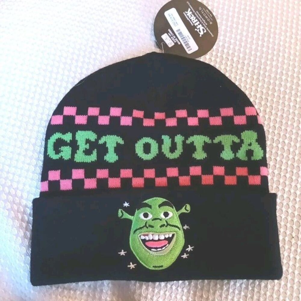Shrek Get Outta My Swamp Embroidered Beanie Hat Cap New With Tags